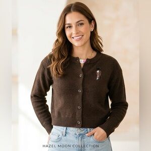 Cardigan Sweater w/embroidered Horse